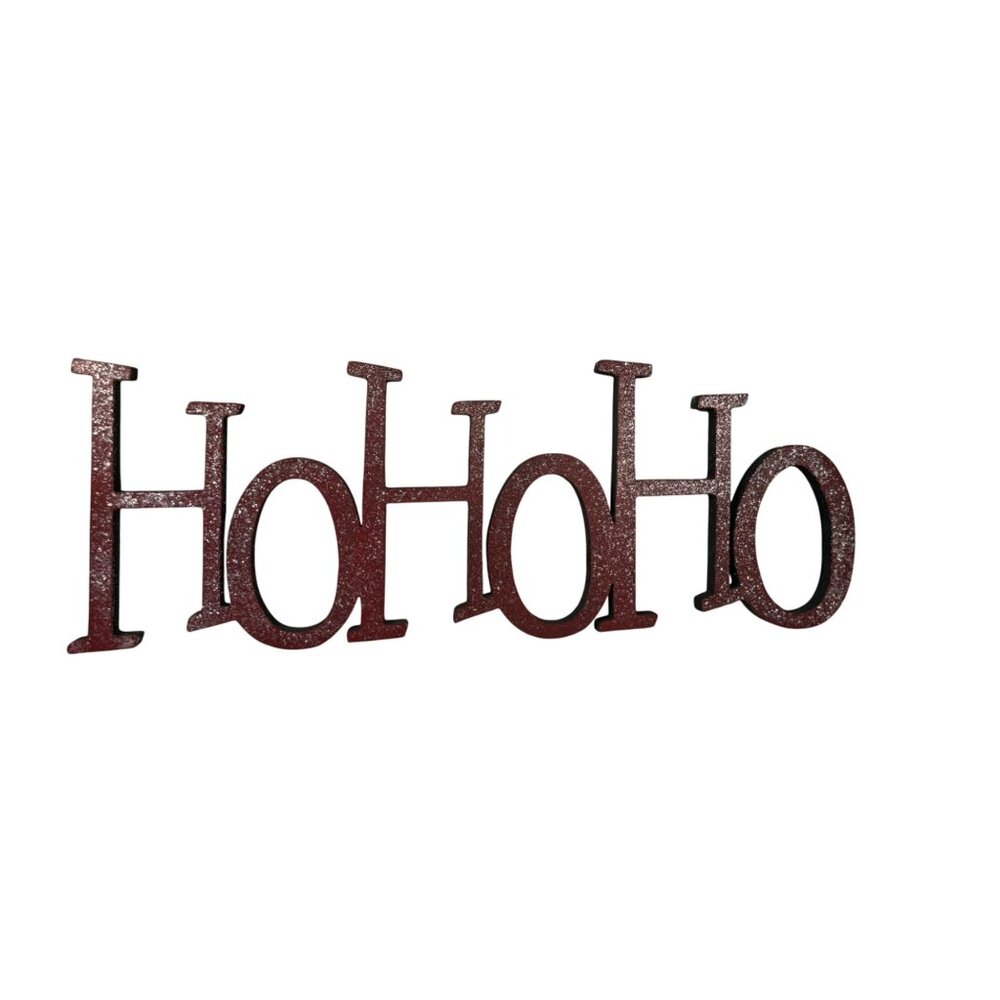 Ho Ho Ho Glittery Red Decorative Sign For Christmas